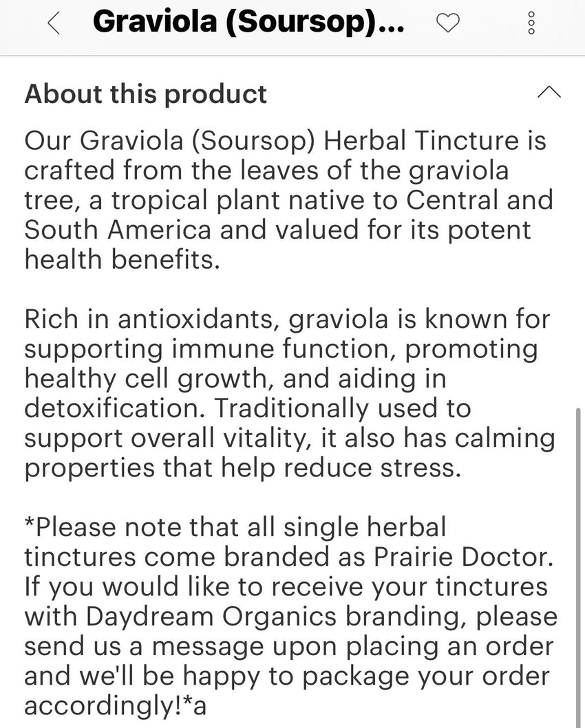 Sour Sop Herbal Tincture (Graviola)