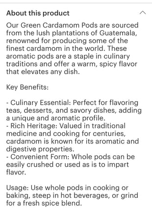 Cardamom Pods (whole green) 4oz