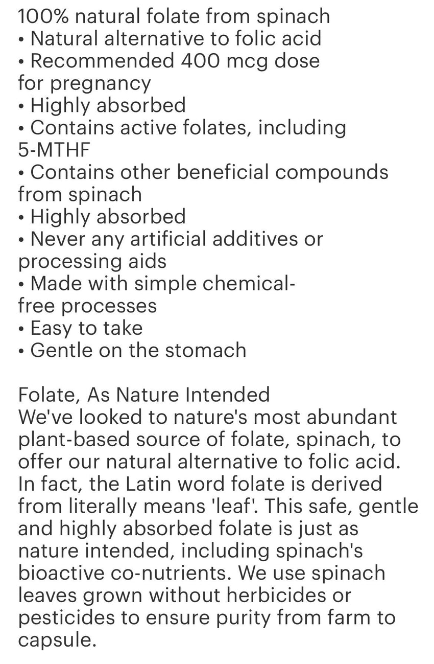 Folate Capsules (30)
From Spinach Extract