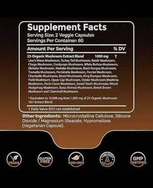 Mushroom Complex 
25 - in - 1 (functional mushrooms ) (120)