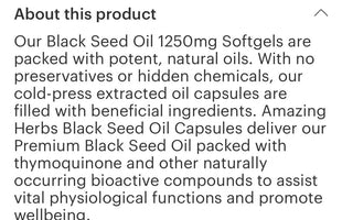 Black Seed Softgel Capsules (60) 100% cold pressed