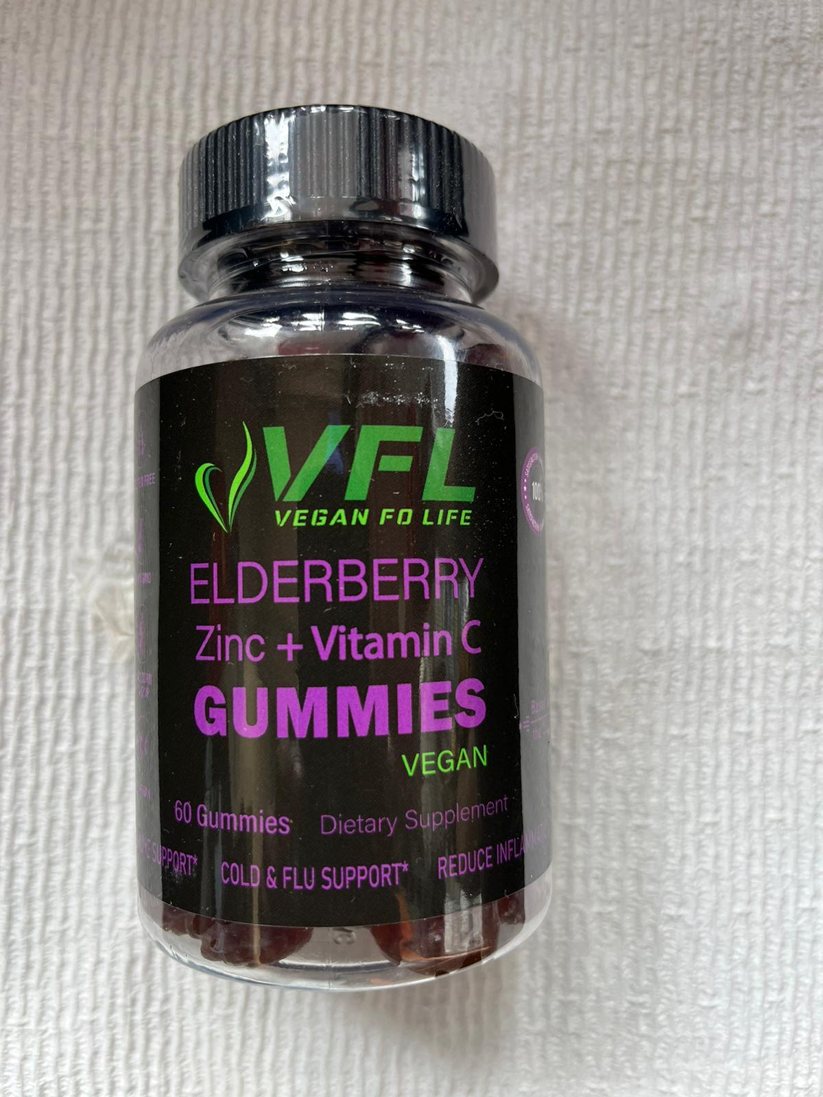 Elderberry Gummies (60) Zinc & Vitamin C (Vegan)