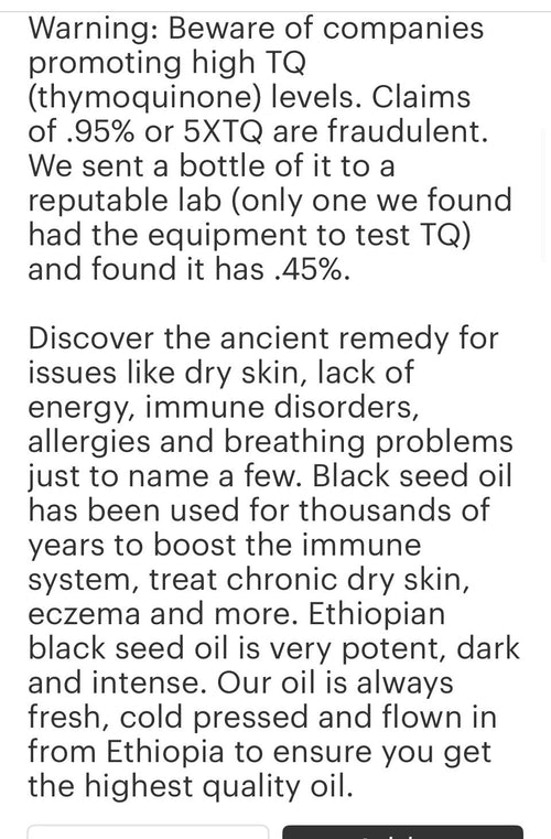 Ethiopian Black Seed Oil 8oz