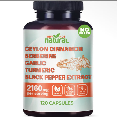 Ceylon Cinnamon 5 & 1 (Berberine, garlic, turmeric , black pepper extract ) 2160 mg (120)