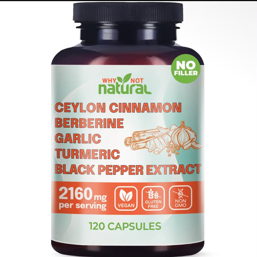Ceylon Cinnamon 5 & 1 (Berberine, garlic, turmeric , black pepper extract ) 2160 mg (120)