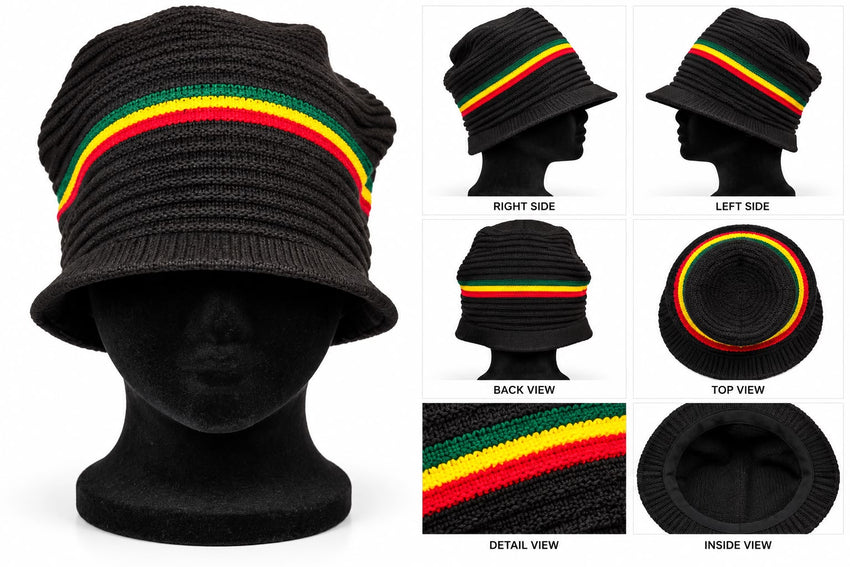 Rasta Cap black with strips