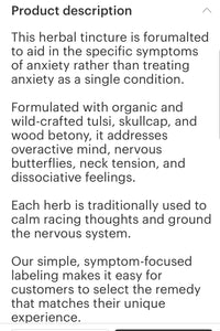 Anxiety Tincture 2 oz