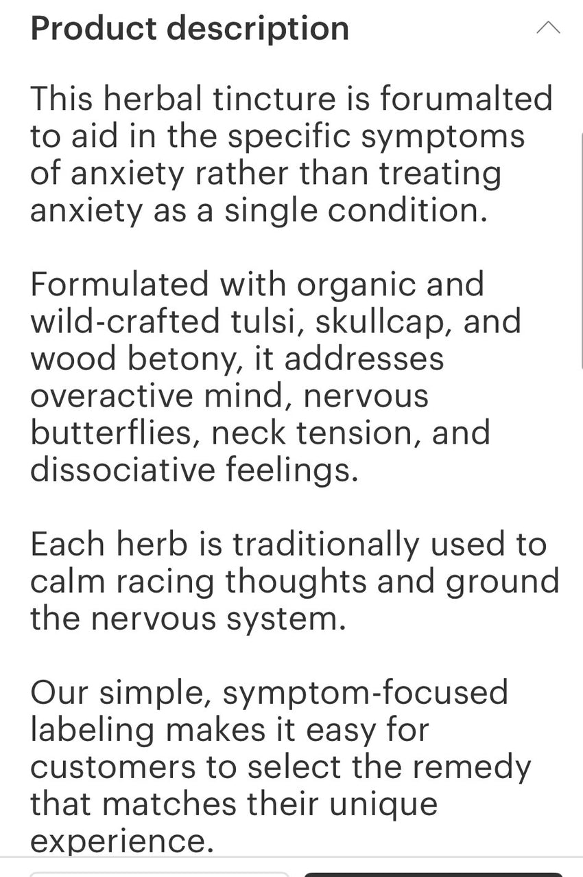 Anxiety Tincture 2 oz