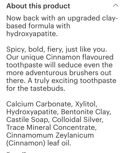 Cinnamon Hydroxyapatite Toothpaste Dentifrice 3.3oz