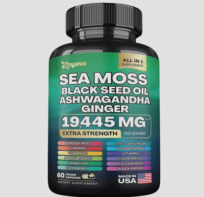 Sea Moss , Black Seed Oil ,Awagandha Capsules 19, 445 MG (extra strength) 60 capsules