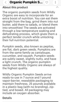 Organic Pumpkin Seeds 16 oz