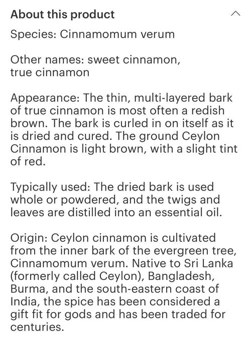 Ceylon Cinnamon (whole ) 1 oz