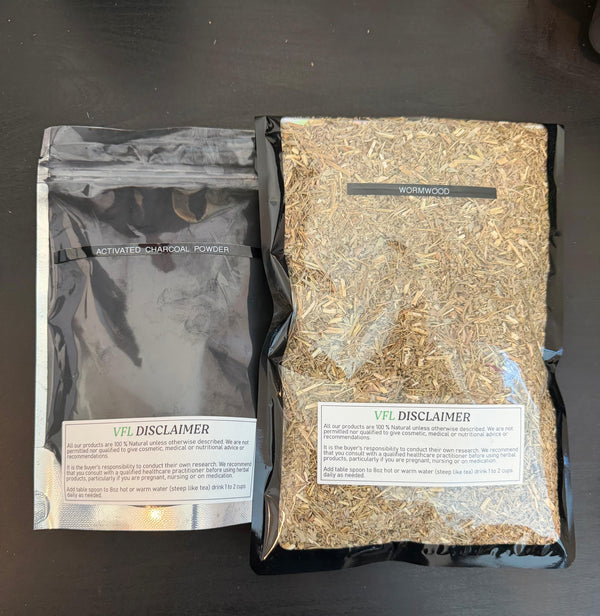 Parasite & Binder Bundle (C) Wormwood Capsules Herb with Activated Charcoal Powder