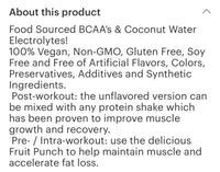 BCAA (Clean) Punch Flavor 30 servings 7.42 oz (vegan fermented bcaas, organic coconut water electrolytes)