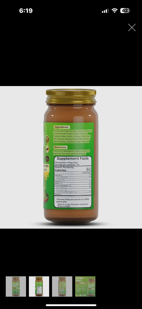 Moringa Herbal Honey 16oz