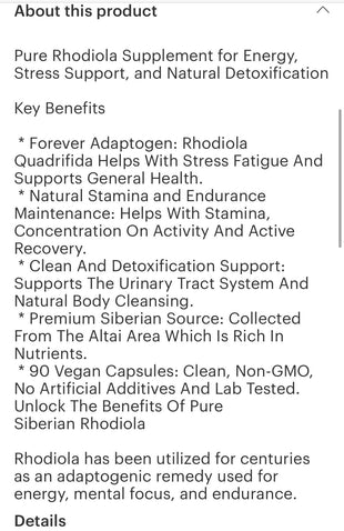 Rhodiola Capsules 90 capsules