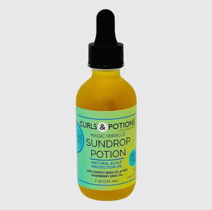 Sundrop Potion Oil (natural scalp protection oil) 2 oz
(carrot oil , red raspberry seed oil , Jamaican black castor oil , rosemary oil , vitamin e. msm, soybean oil )