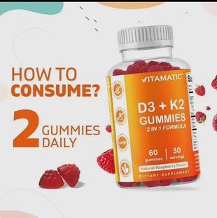 D3 + K2 Gummies (60) raspberry flavored