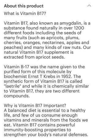 B17 (Amygdalin) 100mg Capsules (100)