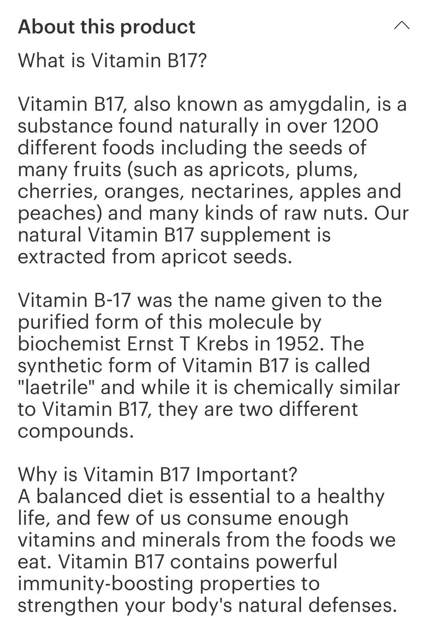 B17 (Amygdalin) 100mg Capsules (100)