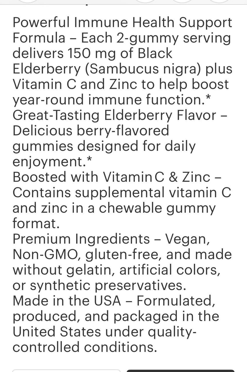 Elderberry Gummies with Zinc & Vitamin C (60)