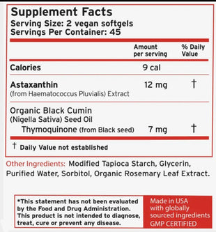 Astaxathin with Black Seed 12g  90 soft gels