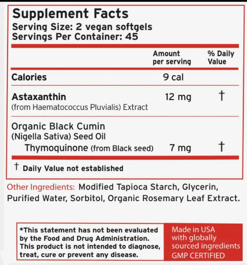Astaxathin with Black Seed 12g  90 soft gels