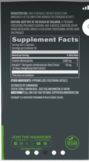 Creatine 3000 & Astragin (120) Capsules