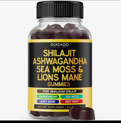 Shilajit Gummies 
with ashwaganda ,lions mane 
(60)