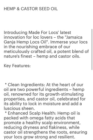 Jamaica Ganja Hemp & Castor Oil 4oz