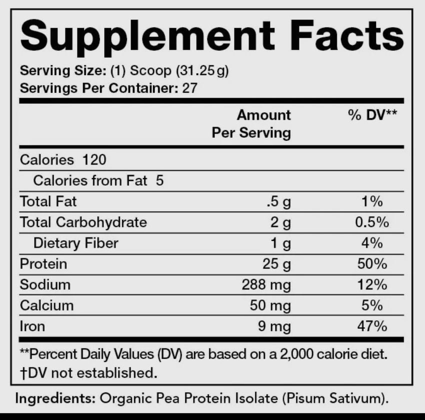 Pea Protein (unflavored) 29.76 oz  (27 servings) no soy free, dairy free