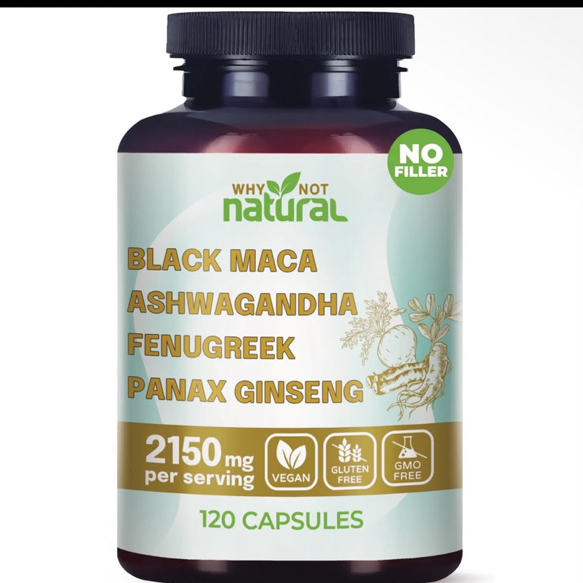 Black Maca 4 & 1 Capsules (ashwagandha, fenugreek,panx ginseng 2150mg (120)