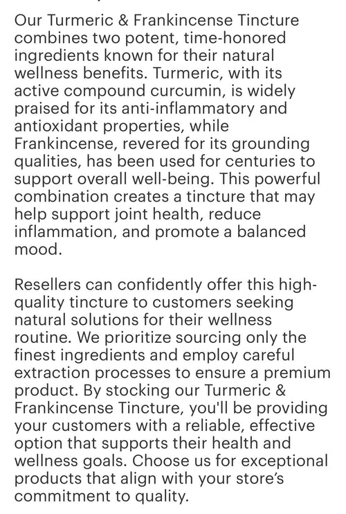 Turmeric & Frankincense Tincture, Muscle and joint 1oz