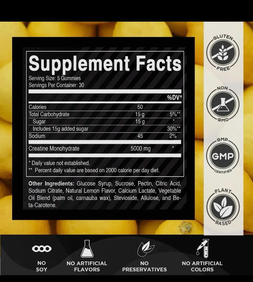 Creatine Monohydrate Gummies 5000 MG (150 ct)