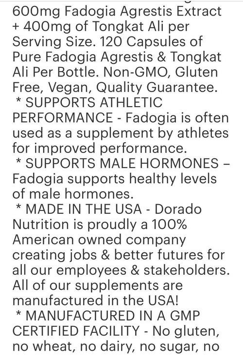 Fadogia Agrestis with Tongkat Ali capsules (120)