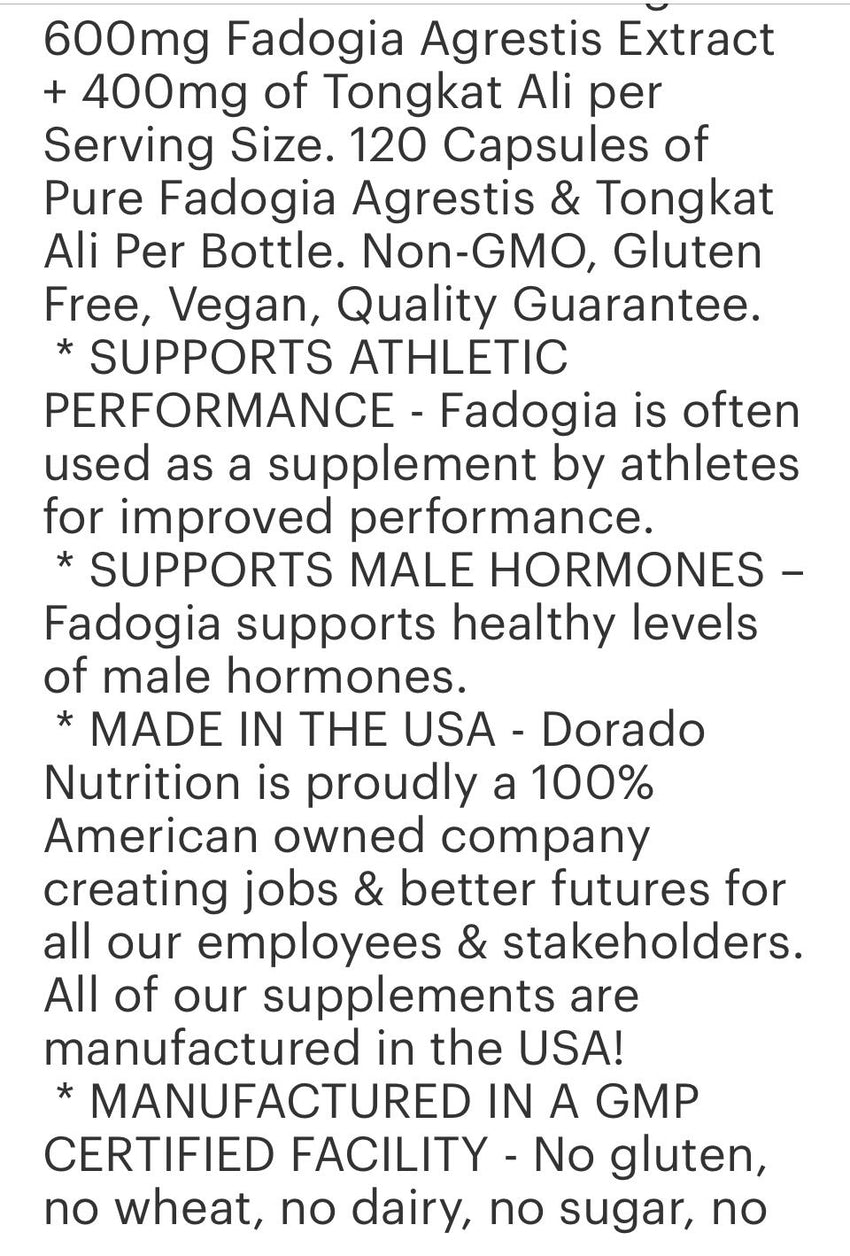 Fadogia Agrestis with Tongkat Ali capsules (120)