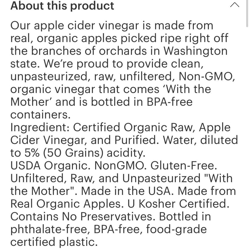 Apple Cider Vinegar 1 gallon