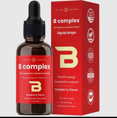 B Complex (liquid drops) raspberry flavor 2fl oz. 60 servings