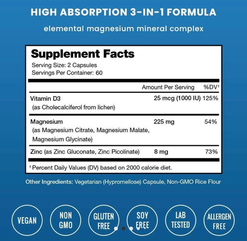 Magnesium Zinc (vegan ) magnesium, zinc , vitamin D3